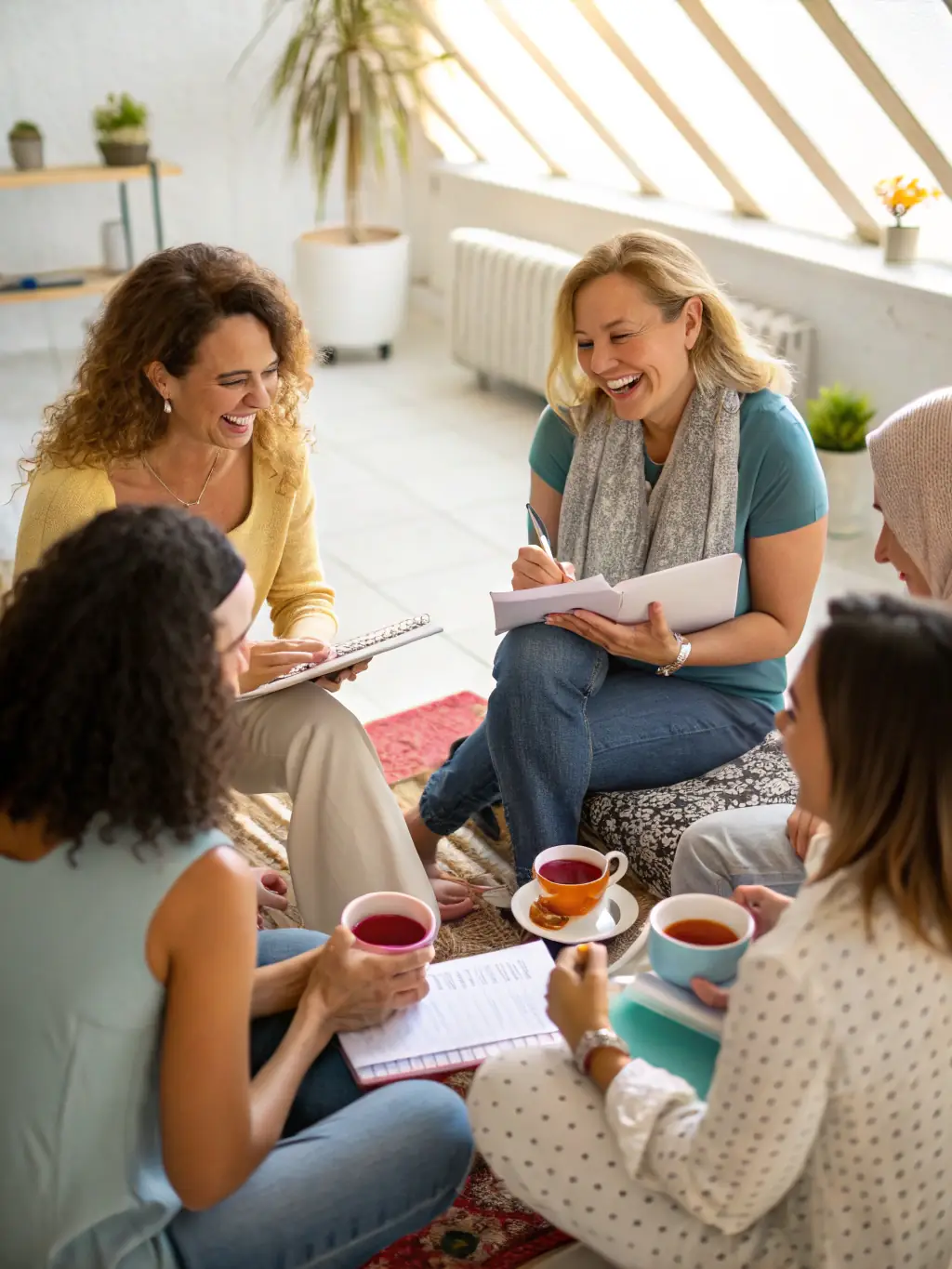 Women entrepreneurs networking and collaborating in a Hera Hub event, exchanging ideas and building connections in a vibrant and supportive community setting.